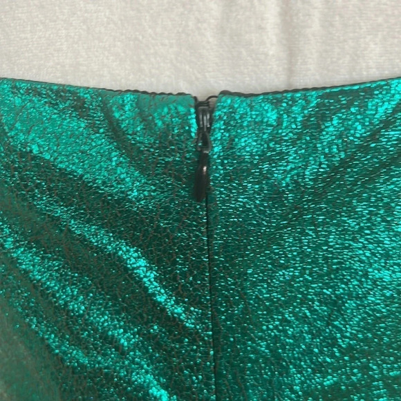 Lulus Always Envied Green Metallic Gathered Mini Dress - Size L - Picture 9 of 15
